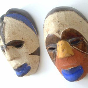 Ancestor Couple, Pair (2) Circa - 1950-1960 Handpainted and Handcarved Miniature